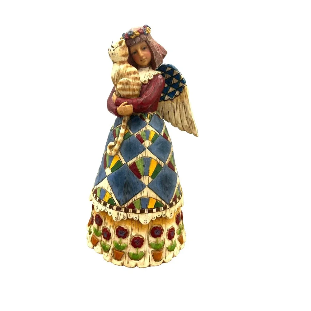 Jim Shore Heartwood Creek Enesco Angel Hugging Cat Kitten Figurine 105170 NO BOX